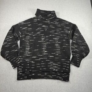 VARLEY Marlena Knit Dalmation Knit Turtleneck Sweater Black White Size Small